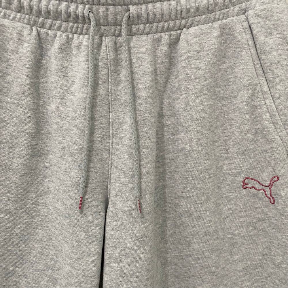PUMA Womens L Gray Cropped Joggers Pink Logo Sweatpants Athleisure - Picture 5 of 10